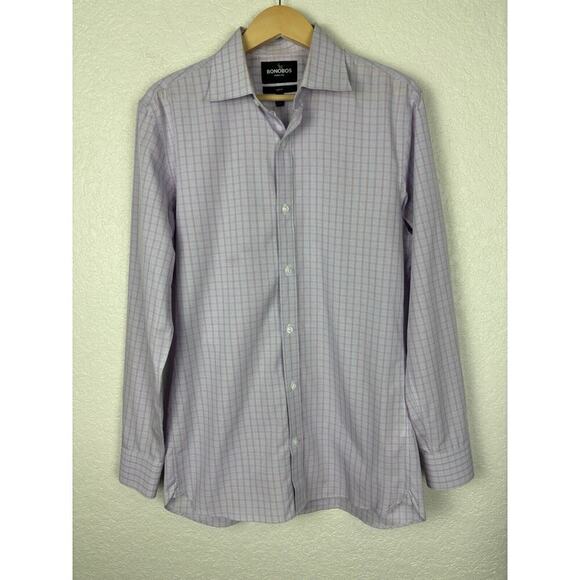 Bonobos Mens Button Up Dress Shirt Small Blue Plaid Business Casual Wrinkle Free - Picture 1 of 11